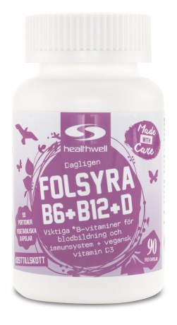 Folsyre+B6+B12 + D, Kosttilskud - Healthwell
