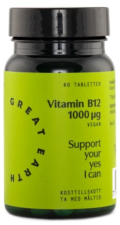 Great Earth Vitamin B12 1000 mcg Vegan, Kosttilskud - Great Earth