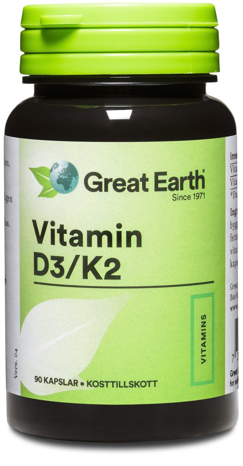 Køb Great Earth Vitamin D3/K2 hos Svensk Kosttilskud