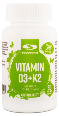 Healthwell D3+K2 Vitamiini , Kosttilskud - Healthwell