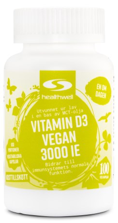 Vitamin D3 Vegan 3000 IE, Kosttilskud - Healthwell