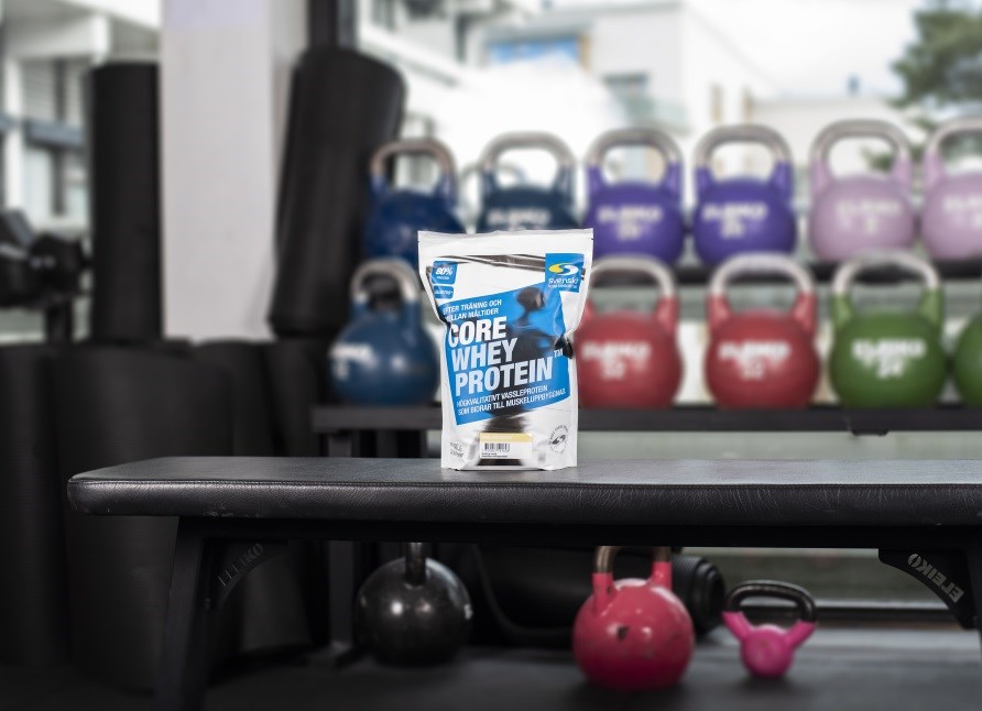 Core Whey Protein valleprotein i fitnesscenteret.